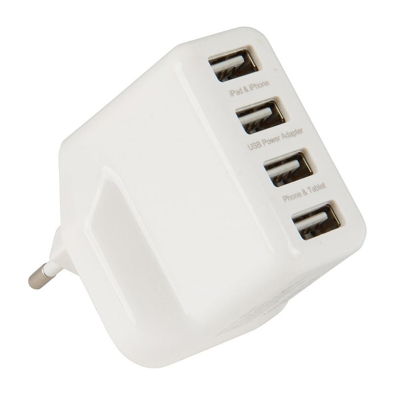 USB lichtnetadapter - 4 usb poorten