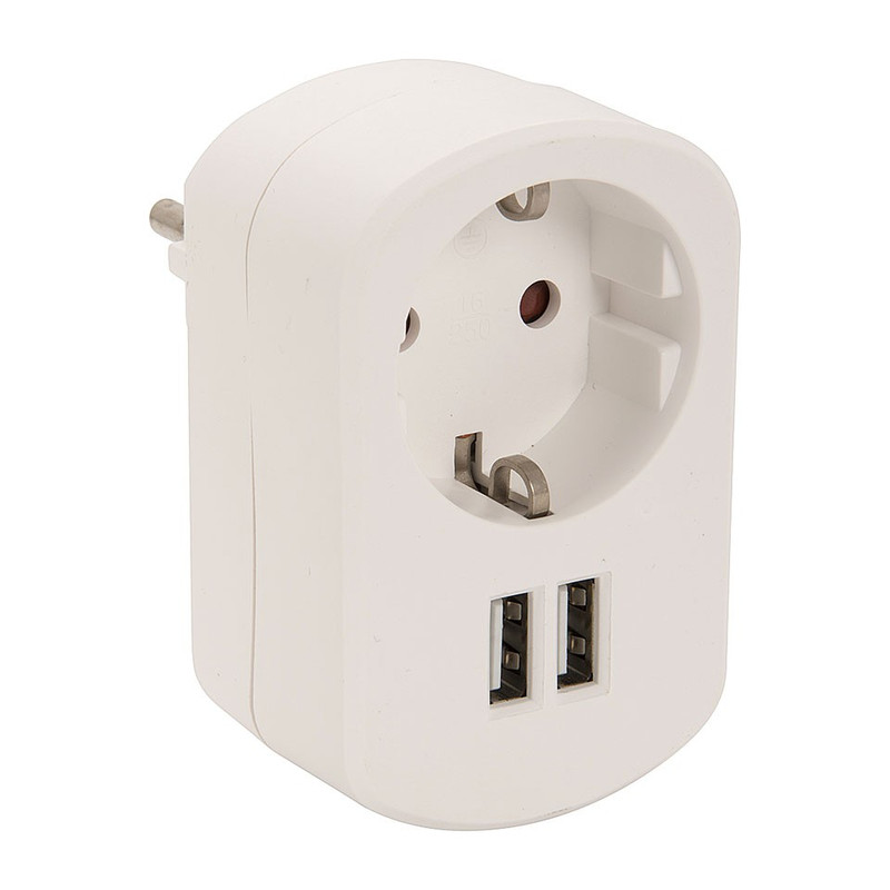 Dubbele USB-lader met stopcontact