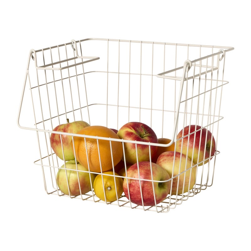 Metalen stapelmand - wit - 26x31.5x31 cm