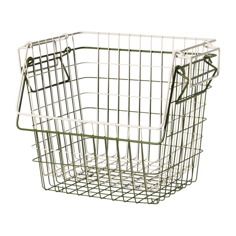 Metalen stapelmand - groen - 26x31.5x31 cm