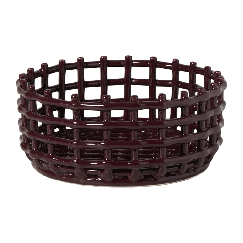 Mand keramiek - bordeaux rood - ø26x11.5 cm
