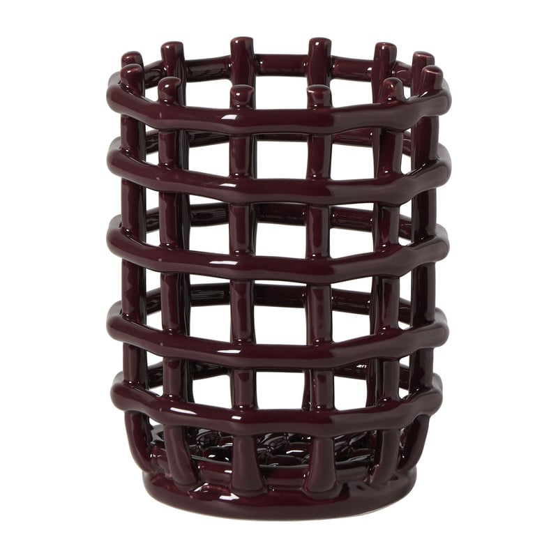 Keukengerei pot keramiek - bordeaux rood - ø13.8x16 cm