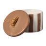 Opbergpotje croissant gestreept - bruin/beige - ø10.4x9.5 cm