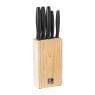 Messenblok met 5 messen - hout - 13x11x35 cm 