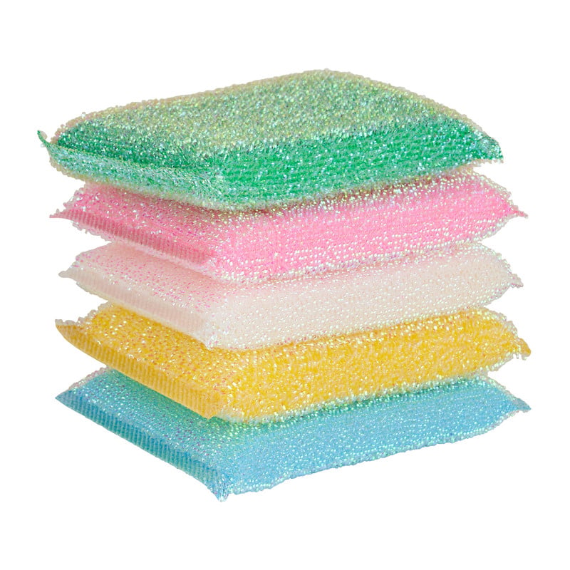 Schuursponsjes glitter - 5 stuks