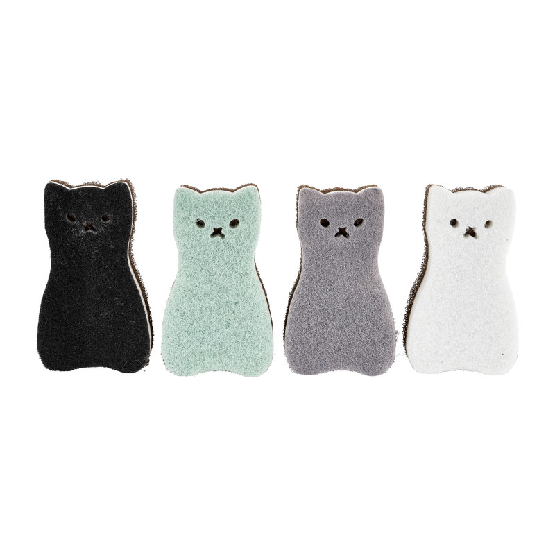 Schuursponsjes kat - set van 4