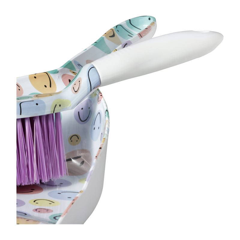 Veger en blik smiley - set van 2 - 35x22x10 cm