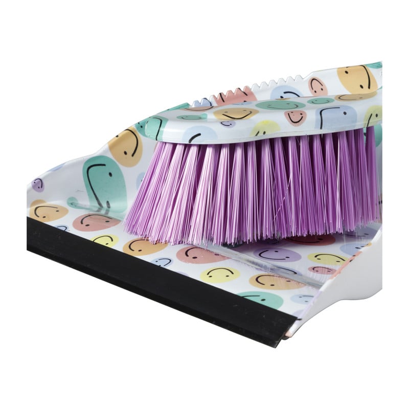 Veger en blik smiley - set van 2 - 35x22x10 cm
