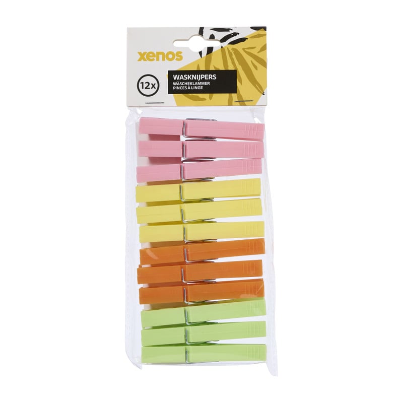 Wasknijpers - multikleur - set van 12