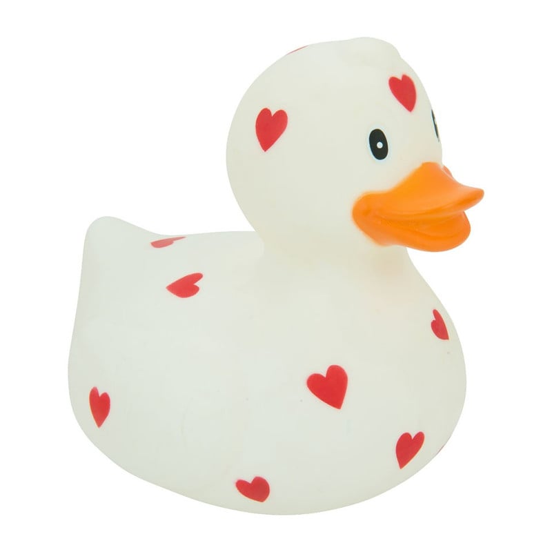 Badeend XL - hartjes - wit