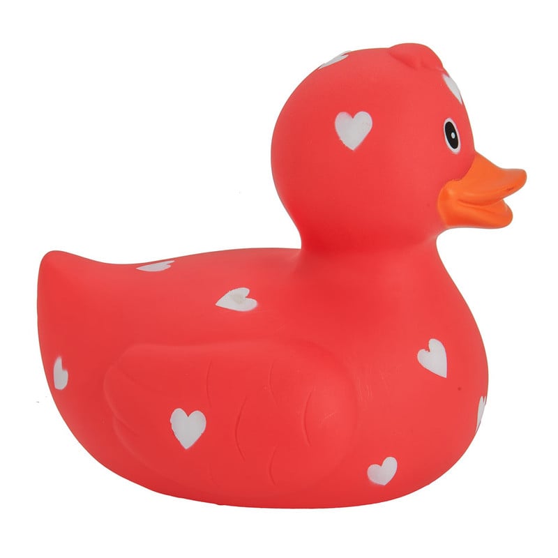 Badeend XL - hartjes - rood