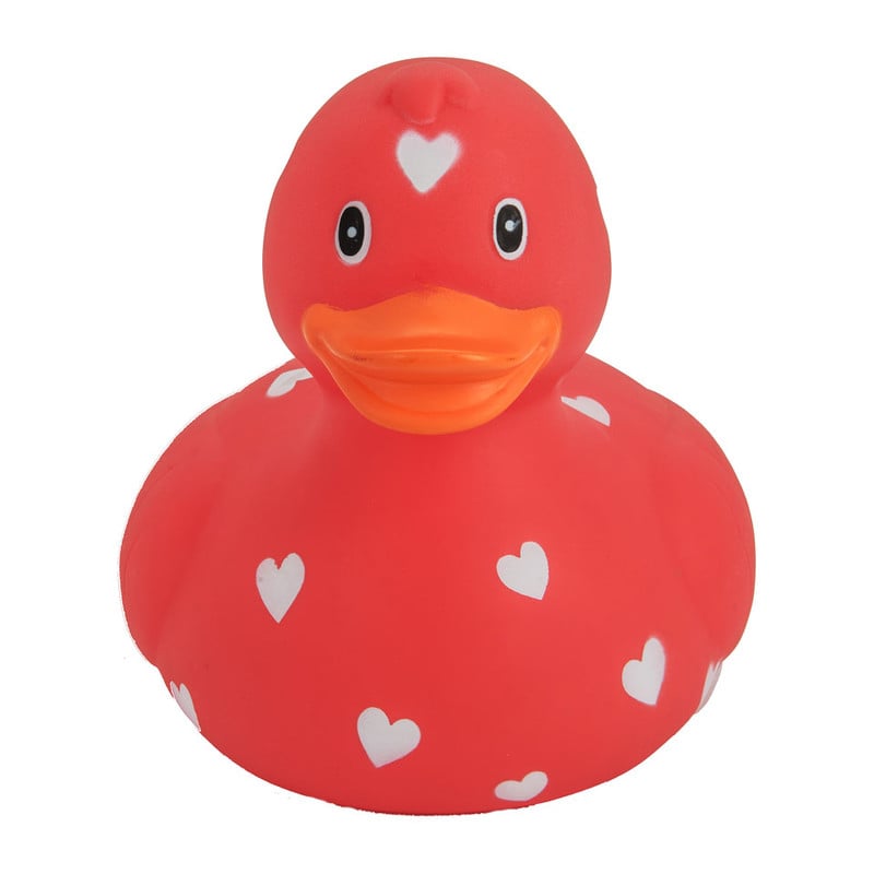 Badeend XL - hartjes - rood