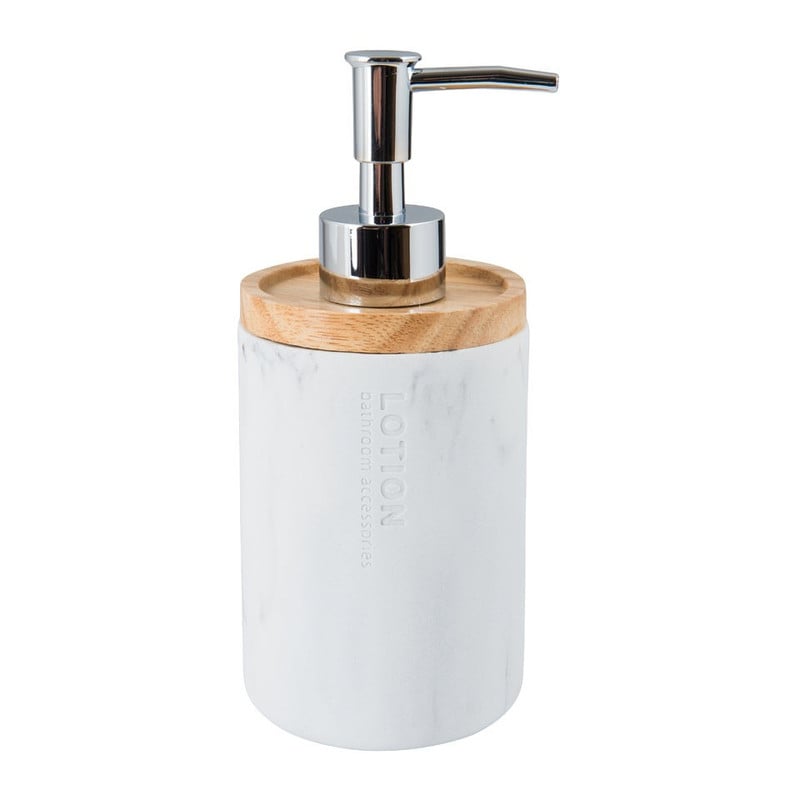 Zeepdispenser marmer - wit - 18.5 cm hoog