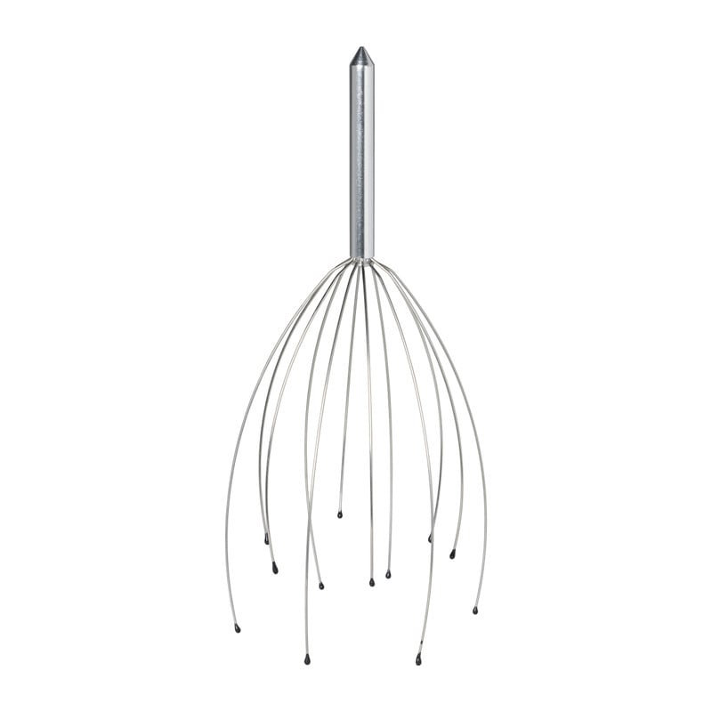 Hoofd massage borstel - zilverkleurig - 6x6x25 cm