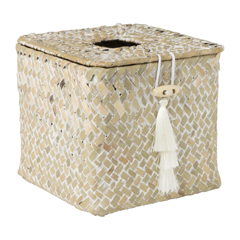 Tissuebox  zeegras - naturel - 13x14x14 cm
