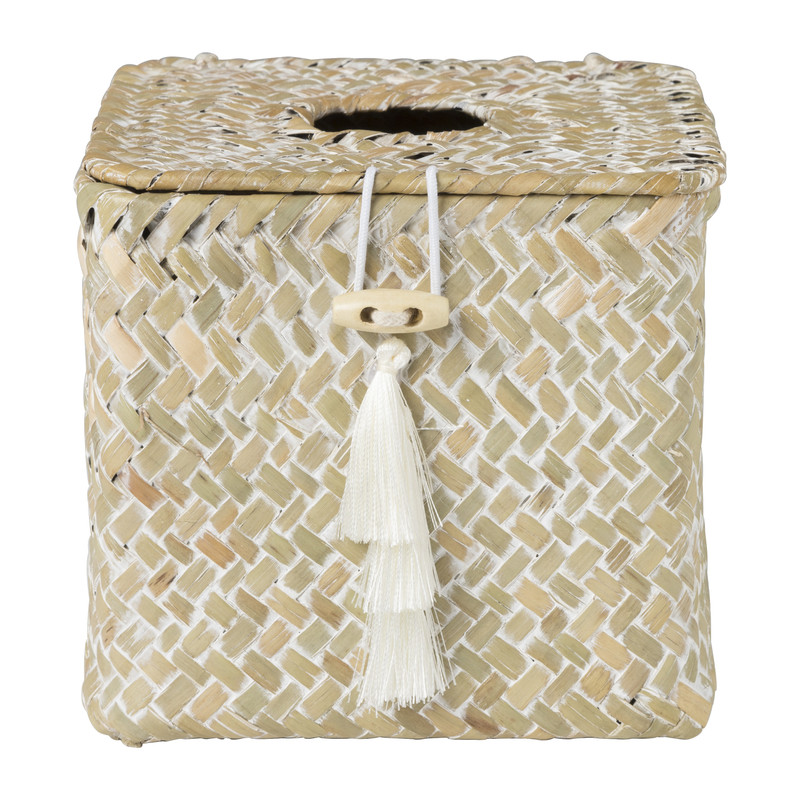 Tissuebox  zeegras - naturel - 13x14x14 cm