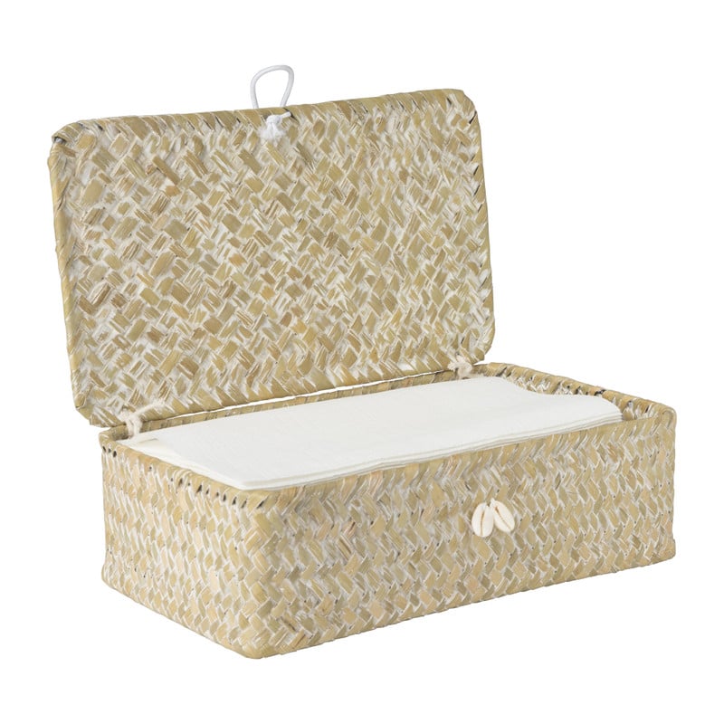 Opbergdoos zeegras - naturel - 7.5x24x14 cm