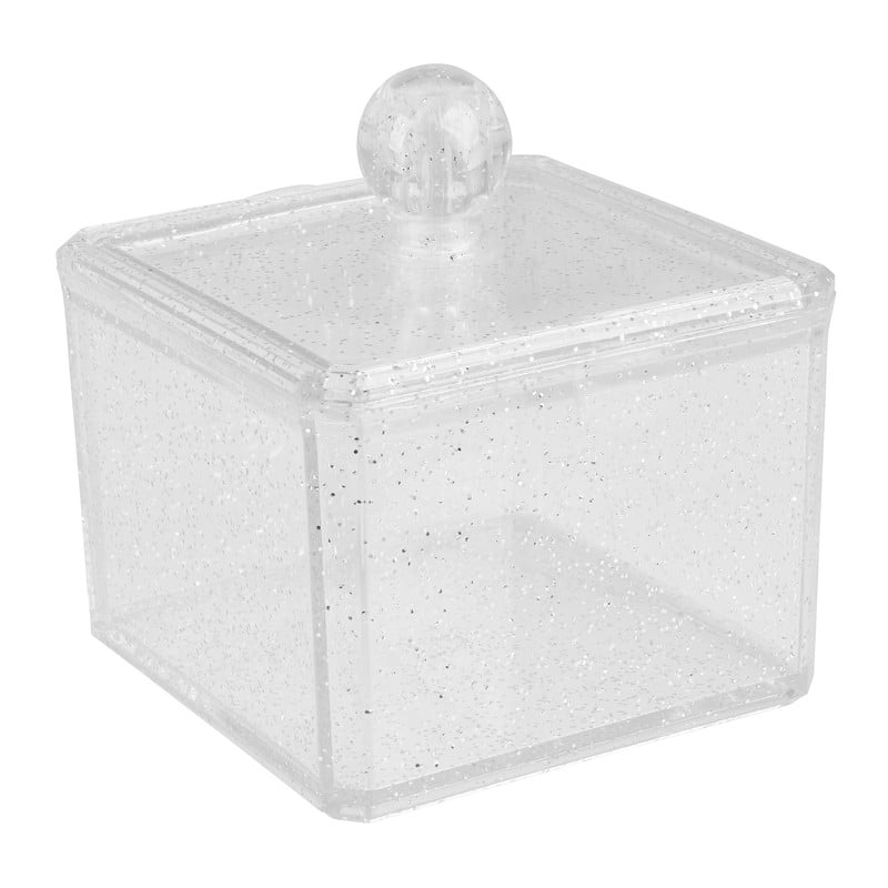 Glitter opbergdoosje - 9.5x9.5x10 cm 