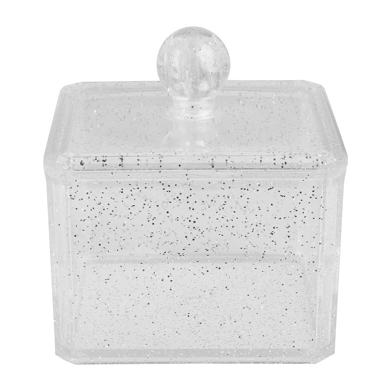 Glitter opbergdoosje - 9.5x9.5x10 cm 