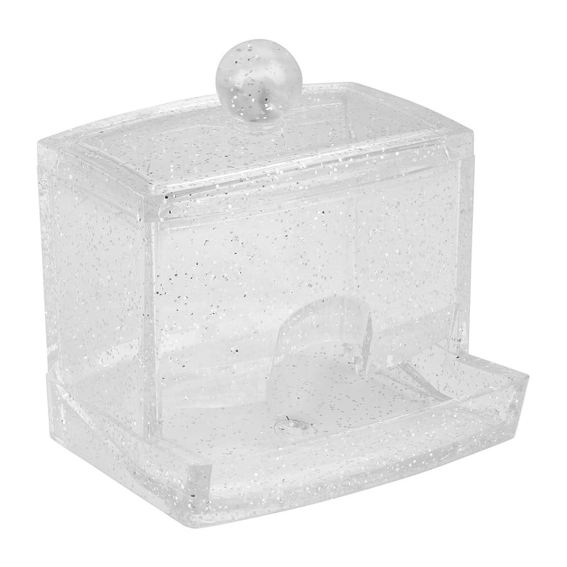 Glitter wattenstaafjes houder - 9x8x9.5 cm 