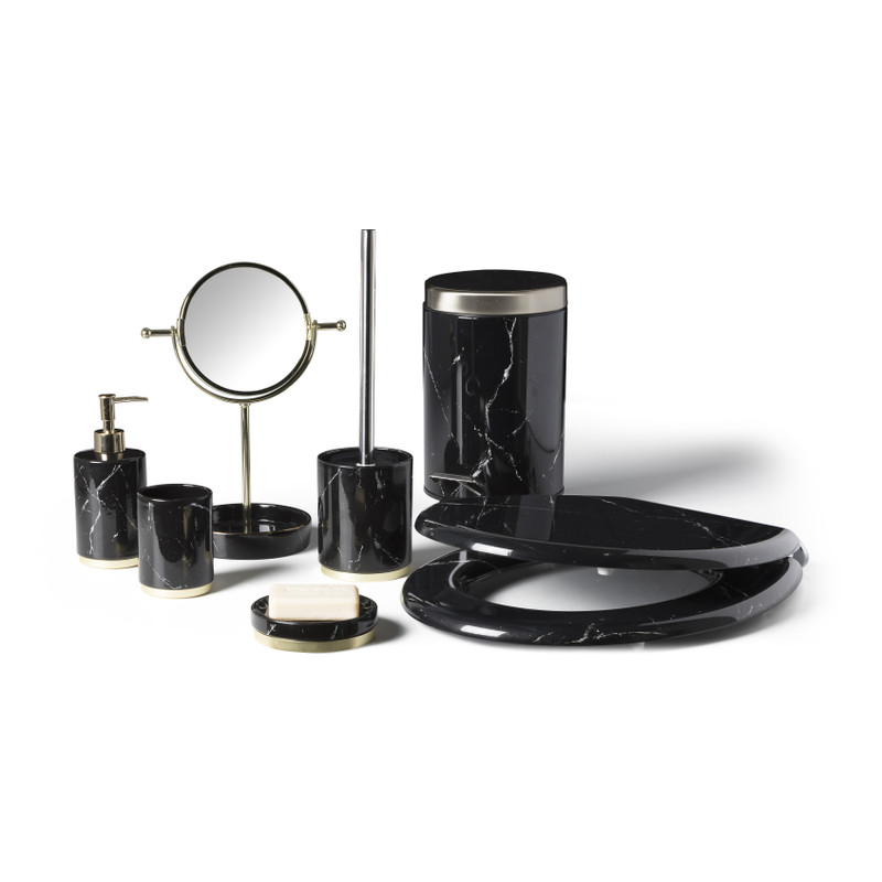 Toiletborstel marmer - zwart/goud