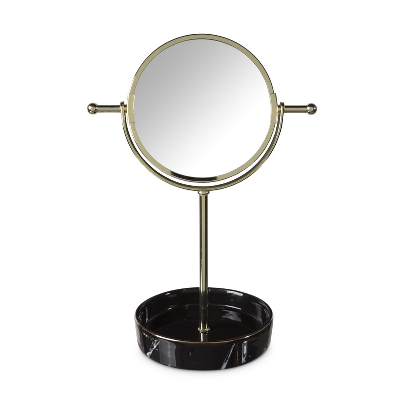Spiegel marmer -zwart/goud - 23x25x33 cm 