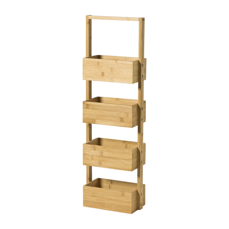 Bamboe badkamerrek 4 vakken - bruin -88x28x15 cm