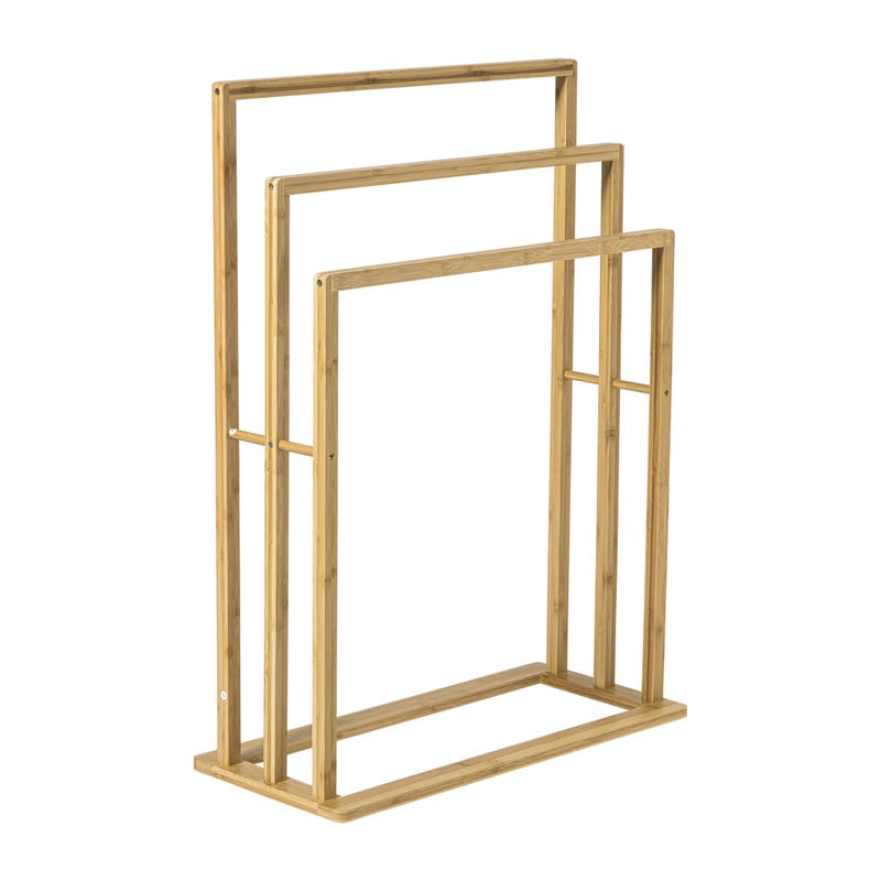 Bamboe handdoekenrek 3-laags - bruin - 82x60x24 cm