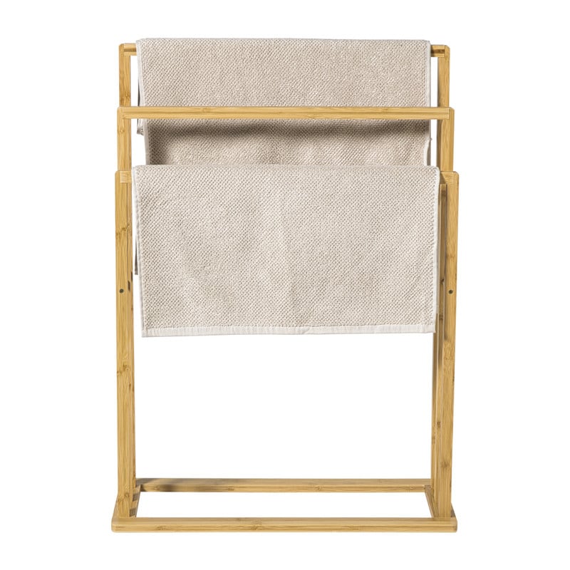Bamboe handdoekenrek 3-laags - bruin - 82x60x24 cm