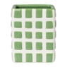 Tandenborstel beker blokjes - groen/wit - 8.8x7x7 cm