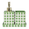 Tandenborstel beker blokjes - groen/wit - 8.8x7x7 cm
