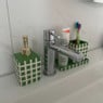 Tandenborstel beker blokjes - groen/wit - 8.8x7x7 cm