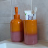 Tandenborstel beker duo - oranje/roze - ø6.5x11.5 cm