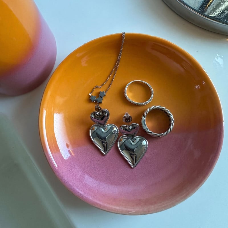Zeepschaaltje duo - oranje/roze - ø11x2.2 cm
