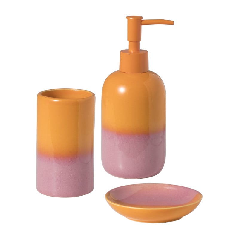 Zeepschaaltje duo - oranje/roze - ø11x2.2 cm