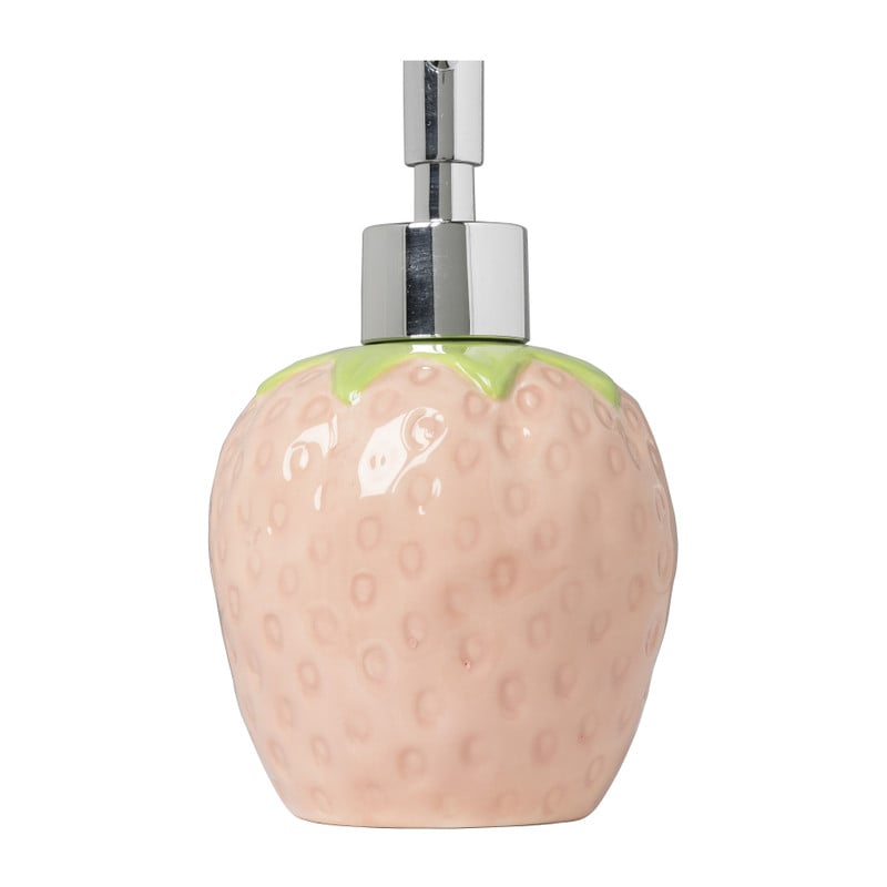 Zeeppompje aardbei - roze/groen - ø8.3x15 cm