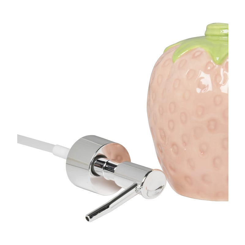 Zeeppompje aardbei - roze/groen - ø8.3x15 cm