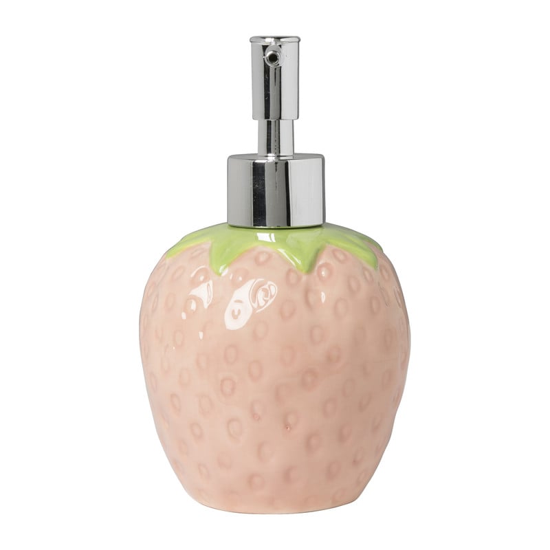 Zeeppompje aardbei - roze/groen - ø8.3x15 cm