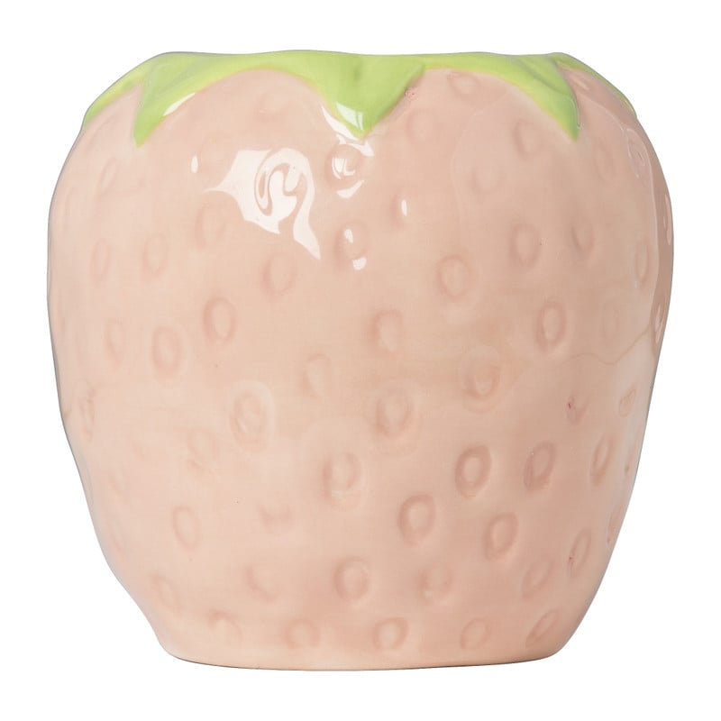 Tandenborstel beker aardbei - roze/groen - ø8.3x8.8 cm