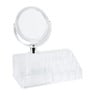 Make-up organizer met spiegel - transparant - 22x8x12 cm