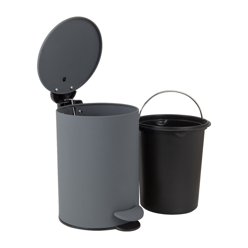 Pedaalemmer grijs/zwart - 3 liter