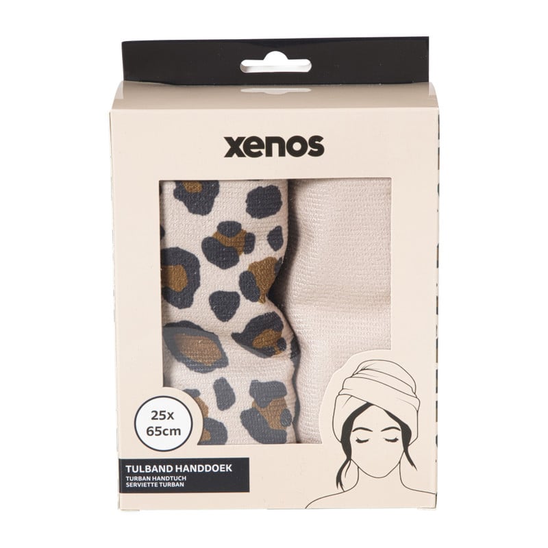 Handdoek tulband - panter - set van 2