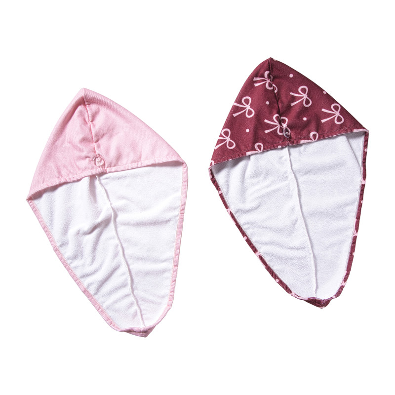 Handdoek tulband - strikjes - set van 2