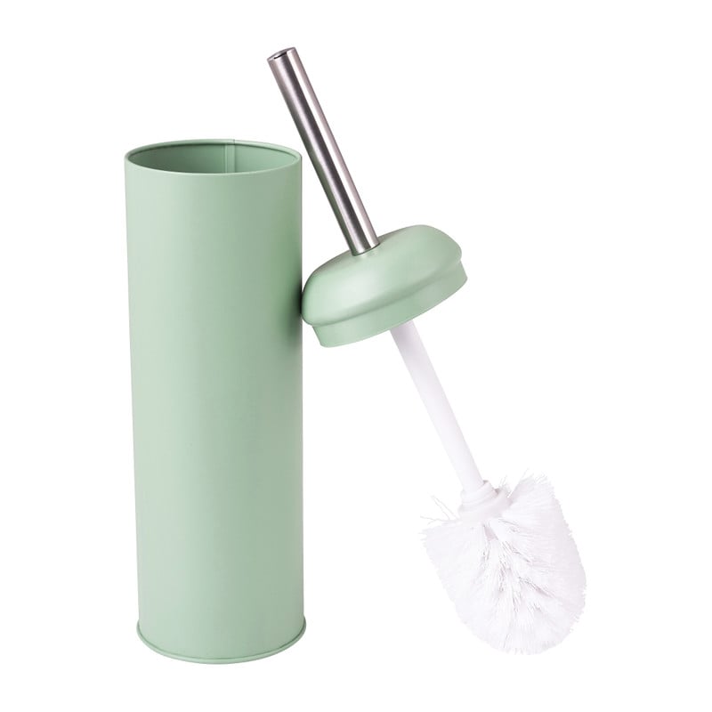 Toiletborstel en houder metaal - groen - 41 cm 