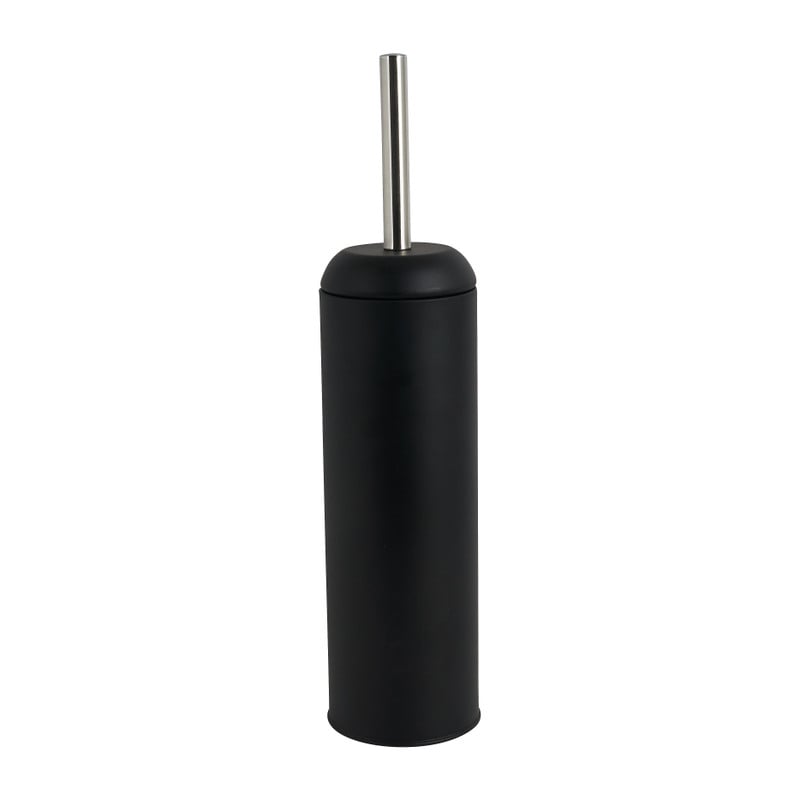 Toiletborstel en houder metaal - zwart - 41 cm 