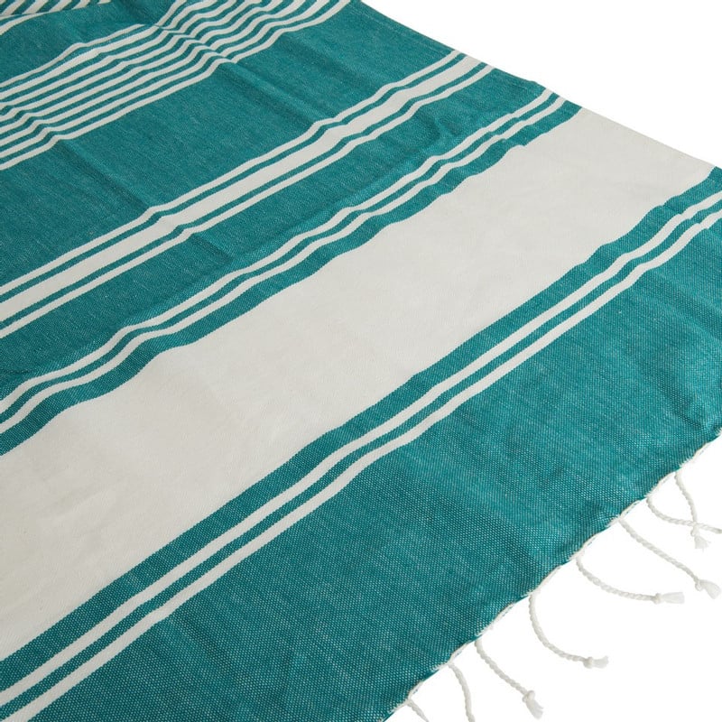 Hamamdoek met franjes - petrol - 180x100 cm