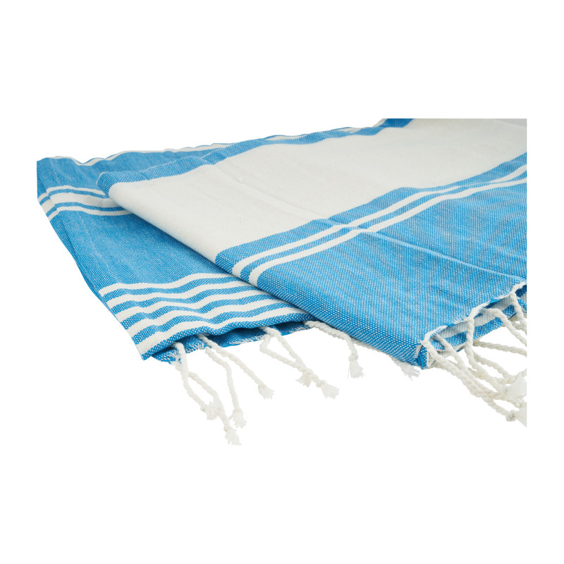 Hamamdoek met franjes - blauw - 180x100 cm