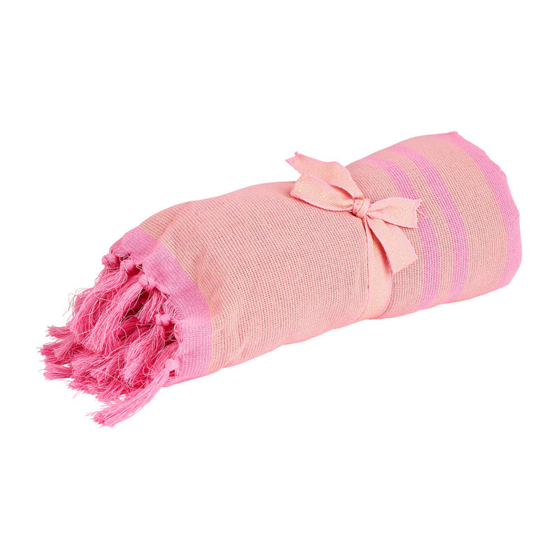 Hamamdoek geel/roze - 180x100 cm