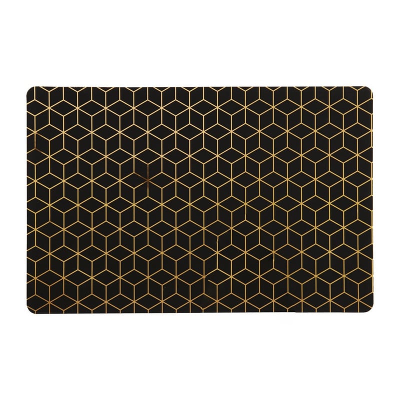 Placemat honingraat - zwart/goud - 28.5x43.5