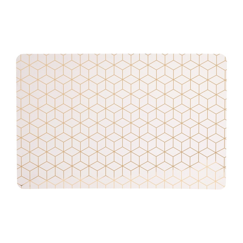 Placemat honingraat - wit/goud - 43x28 cm